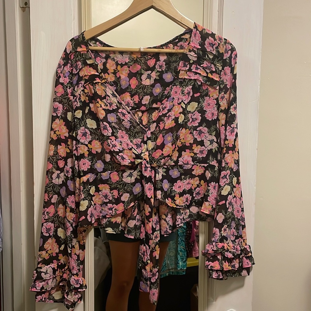 Free People tie-front boho blouse